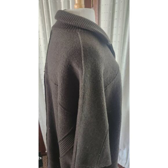 O2 Katie Todd gray 100% Wool high neck zip up batwing style poncho w raw hem NWT - Picture 2 of 13
